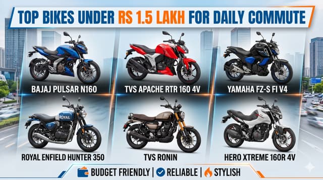 Best Bikes Under Rs 1.5 Lakh For Daily Commute in India (2026)