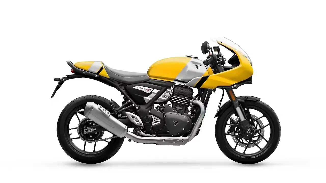 Triumph Thruxton 400 in Metallic Racing Yellow / Aluminium Silver