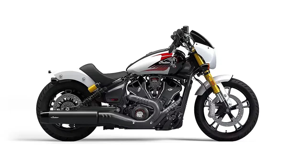 Indian 101 Scout in Ghost White Metallic with Graphics